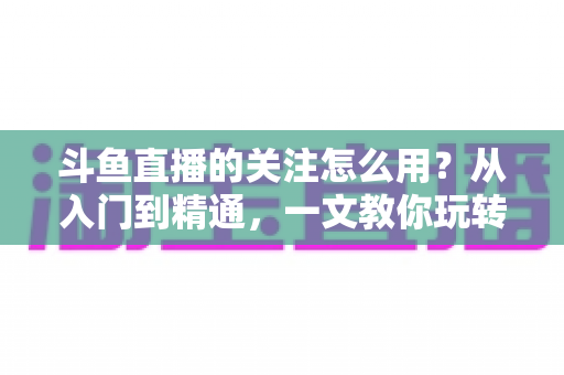 斗鱼直播的关注怎么用？从入门到精通，一文教你玩转斗鱼关注功能