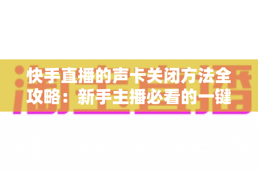 快手直播的声卡关闭方法全攻略：新手主播必看的一键静音操作指南